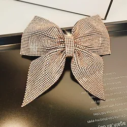 Korean hair accessory light luxury crystal bow spring clip luxurious super sparkling Temperament of Women