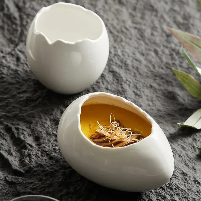 Eggshell Steamed Egg Artifact Steamed Egg Pot Small Stew Small Bowl of Ceramic Creative Dessert Tableware Afternoon Tea Snacks