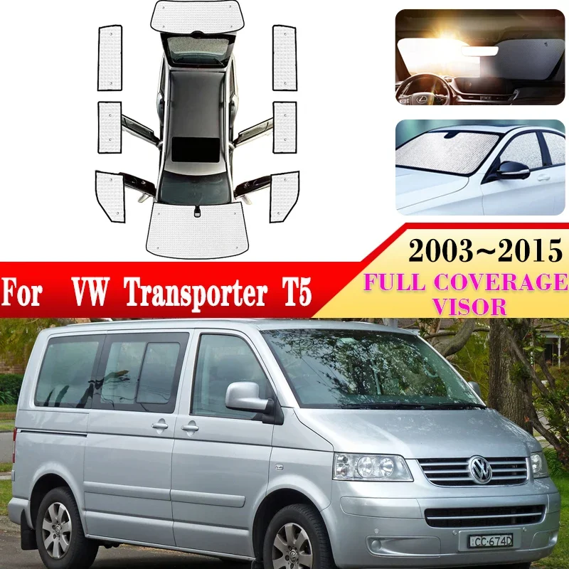 Car Full Sun Visors For Volkswagen VW Transporter Caravelle Multivan Doubleback T5 SWB 2003~2015 Car Sun Visor Cover Accessories