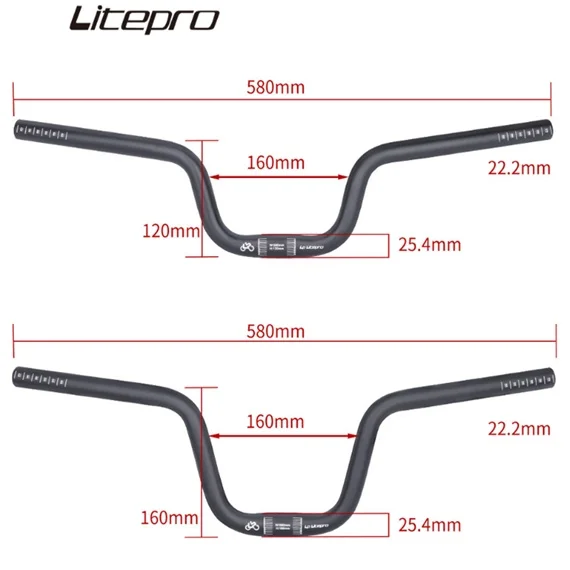 Liteproelite BMX Folding Bike Swallow Bent Handlebar 25.4*580MM U Shape Handle Bar Lift 120/160mm Swallow Handle Bar 275/290g