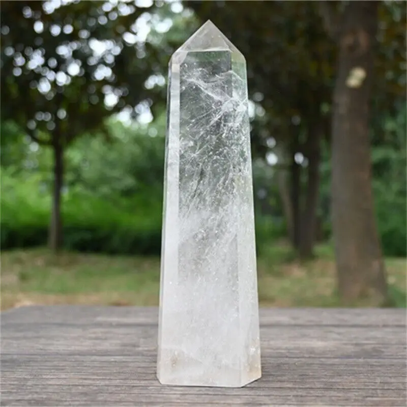 Natural Clear Quartz Crystal Obelisk Crystal Tower Wand Point Reiki Healing