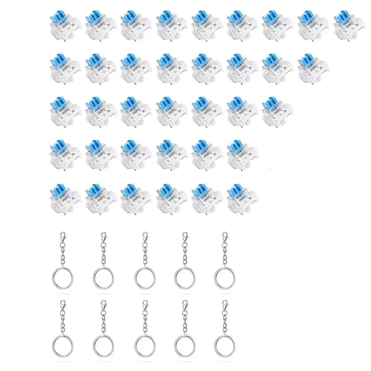 36 Keyboard Clickers for 3D Prints, Strong Tactile Bump, 3-Pin Mechanical Keyboard Switches Extra 10PCS Metal Keychain