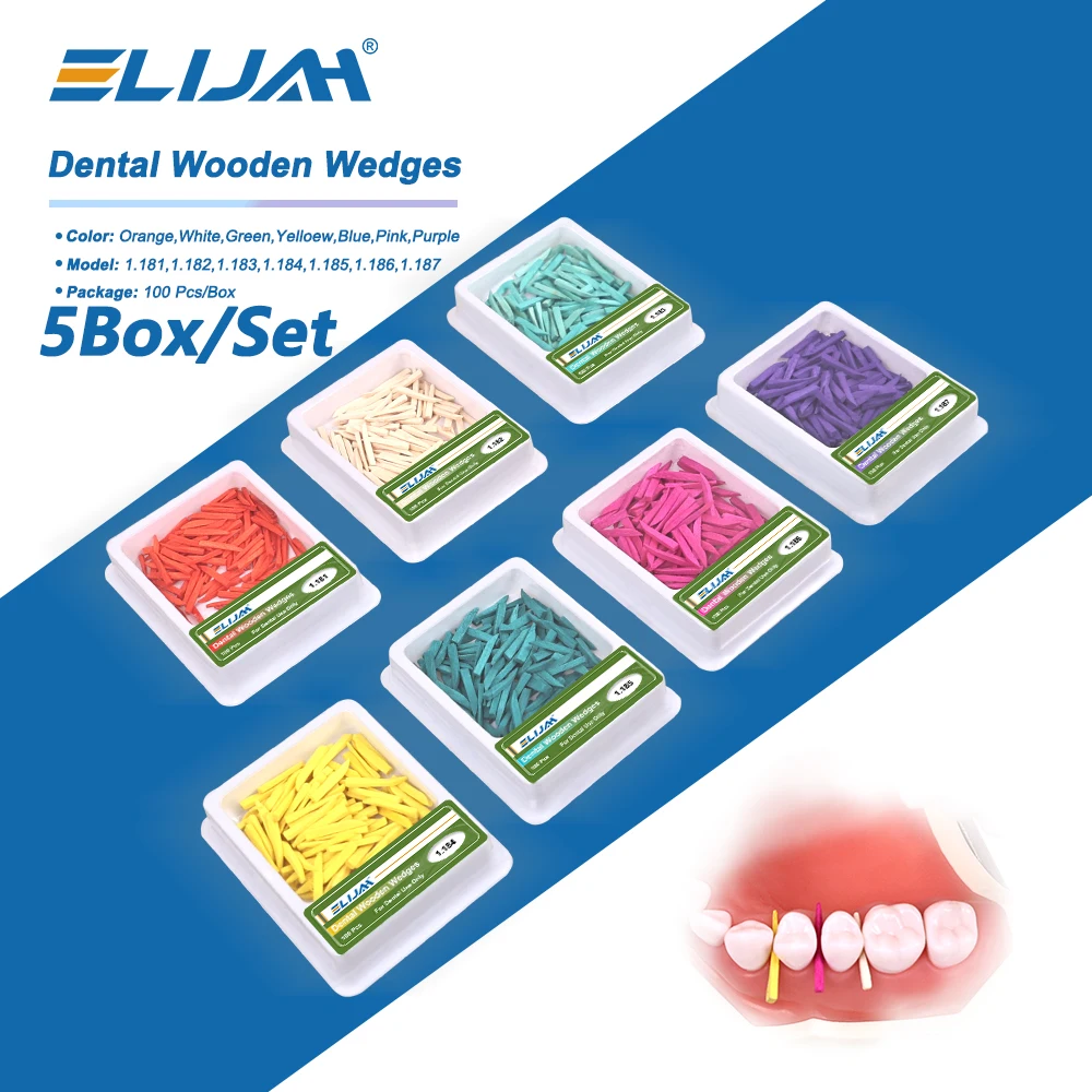 

ELIJAH 500Pcs=5Box Dental Wedges Dental Wooden Fixing Molded Sheet Wedges Teeth Restoration Dentistry Lab Materials