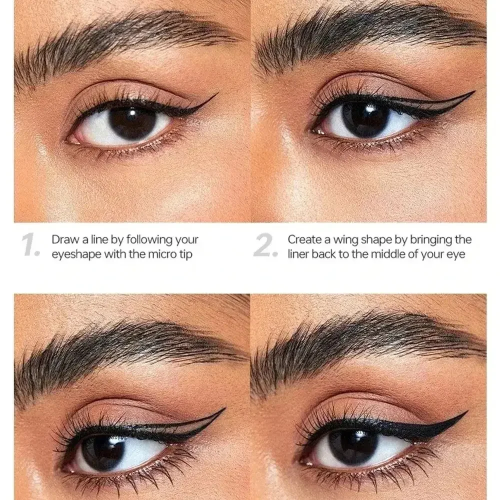 4-teiliges schwarzes Eyeliner-Stift-Set, langlebig, schnell trocknend, wasserfest, wischfest, keine Übertragung, glatt, einfach aufzutragen, hochpigmentiert