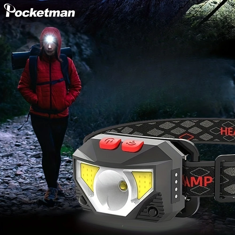 Strong Light Induction Headlight Led Rechargeable Headlamp IR Motion Sensor Head Lamp Waterproof Camping Head Front Light