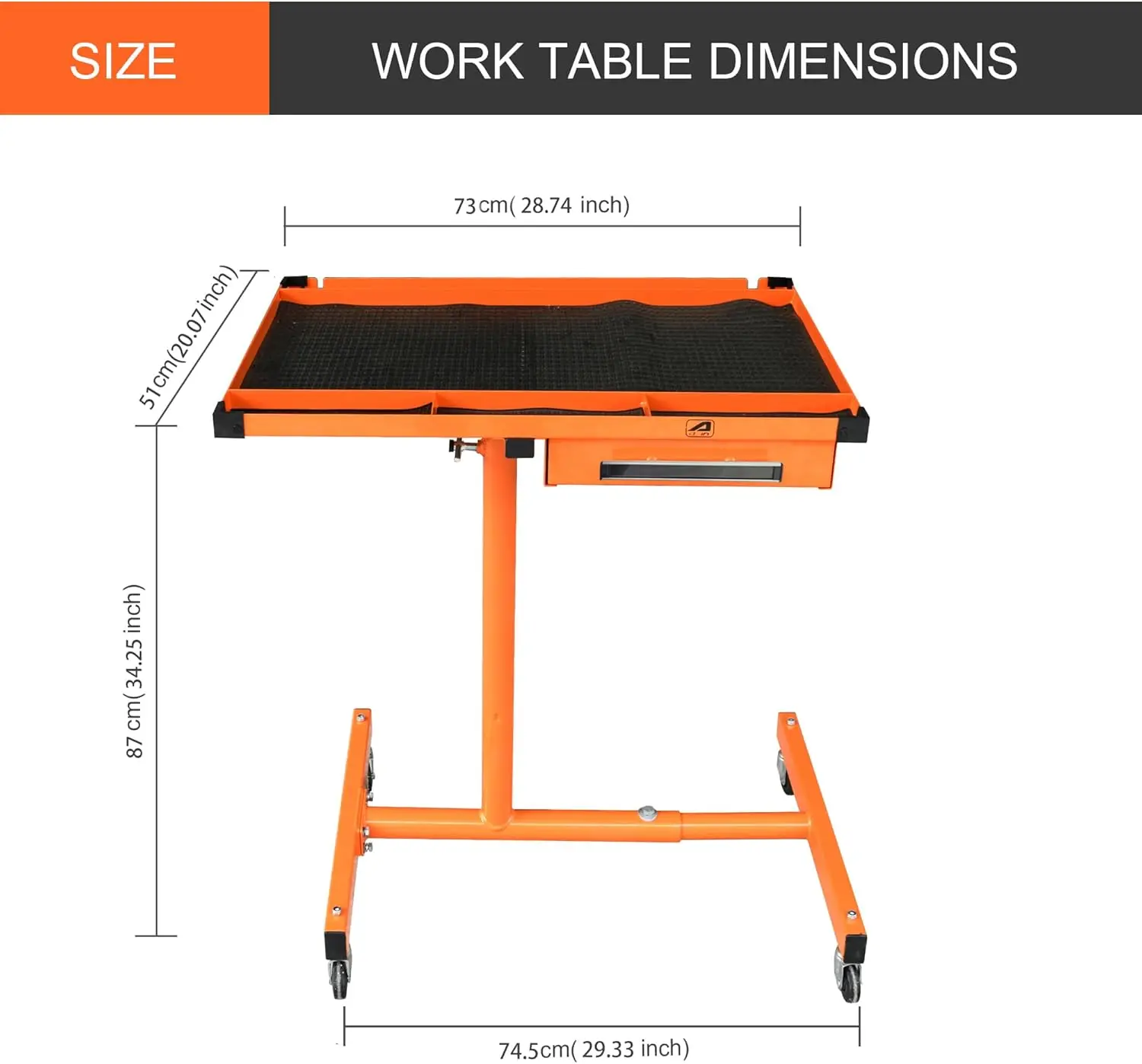 ES8 Heavy Duty Adjustable Work Table with Drawers, Rolling Tool Tray with Wheels of 220lbs Capacity