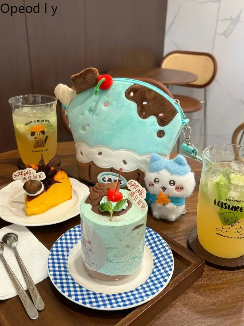 

Two-dimensional Japanese Original Sweet and Cute Girl Plush Handbag Doll Feeling Daily Casual Thin Cake Lolita Messenger Bag