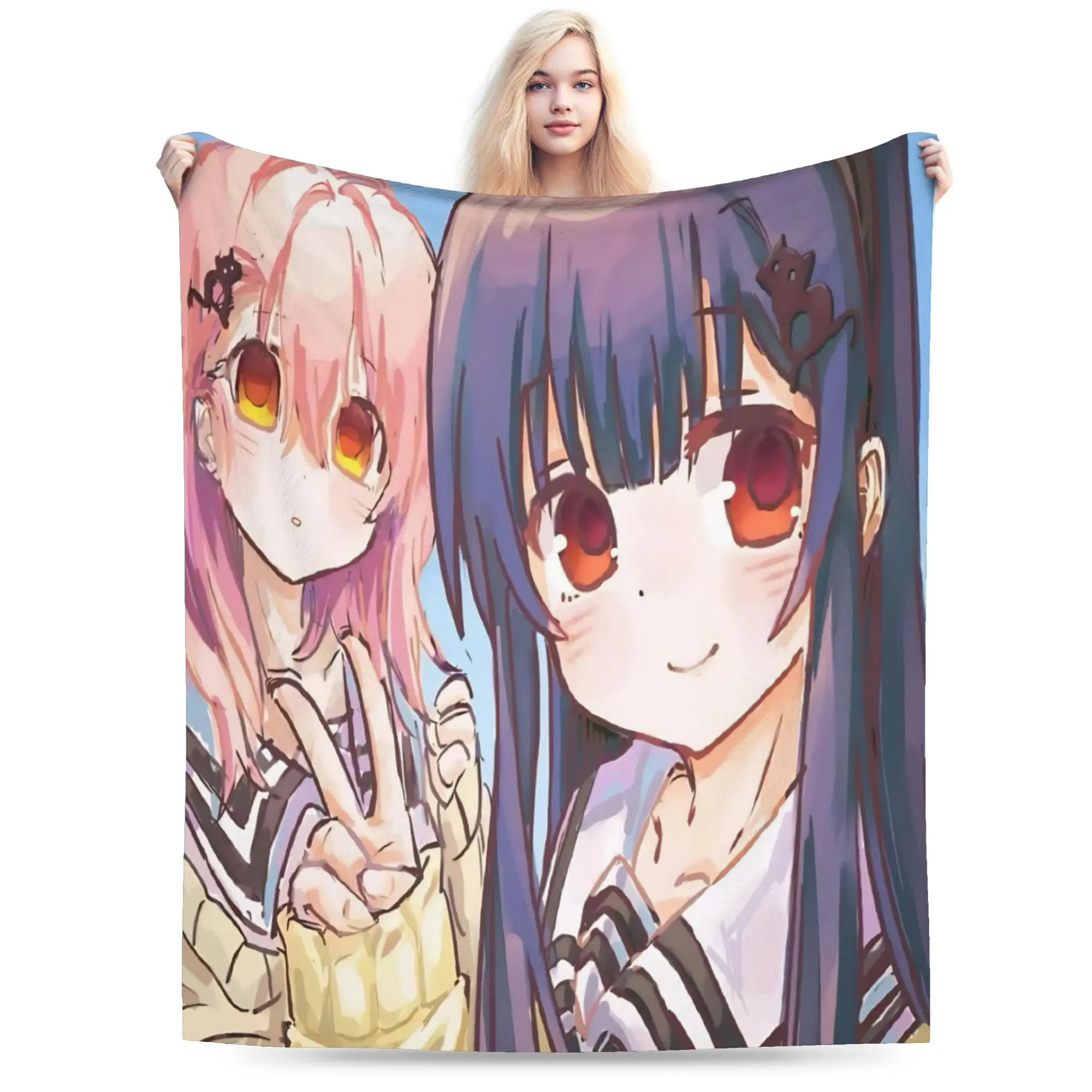 You and Me and Her A Love Story Miyuki Aoi  Blanket Super Soft Cozy  Throw Blankets for Bed 50x60 Inch Multiple Sizes Quilt