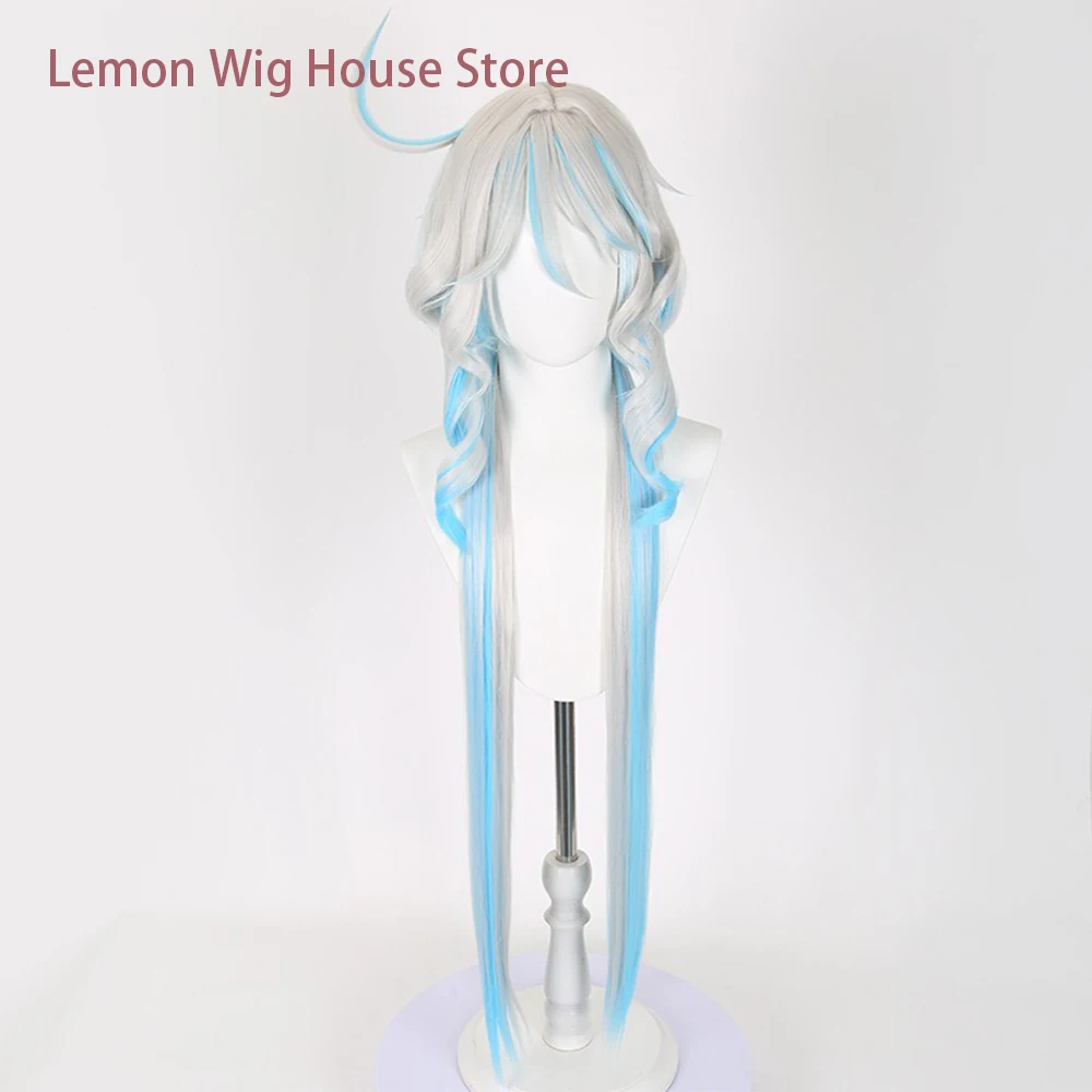 Picture 4: Focalors Cosplay Wig Furina Wig Adult Unisex Anime Wigs Halloween Props Xmas Gift  Long Straight Synthetic Wig Heat Resistant