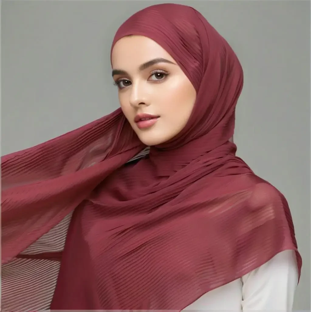 Femmes Hijabs Foulard musulman nouveau froissé en mousseline de soie couleur unie tissus femmes Foulard malaisien gros Foulard bandeaux Foulard