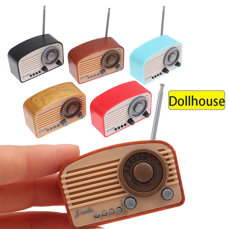 1pc Puppenhaus Miniatur Zubehör Retro Radio Simulation Schlafzimmer Dekoration Modell Spielzeug Winter Geschenk Für Puppe Haus Dekoration
