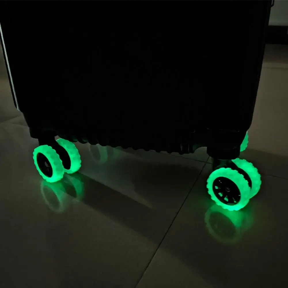 8PCS Silicone Luminous Luggage Caster Shoes Silent Sound Reduce Noise Suitcase Wheels Protective Cover Fluorescent Anti-abrasion