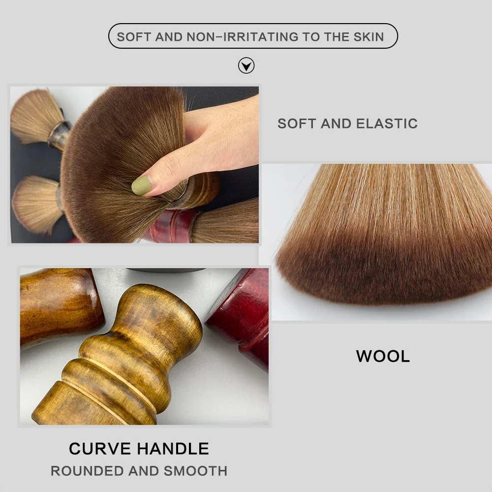Professional Soft Barber Neck Face Duster Brushes Hair Cleaning Brush Wood Handle Hair Cutting Hairdressing Barber Neck Brush