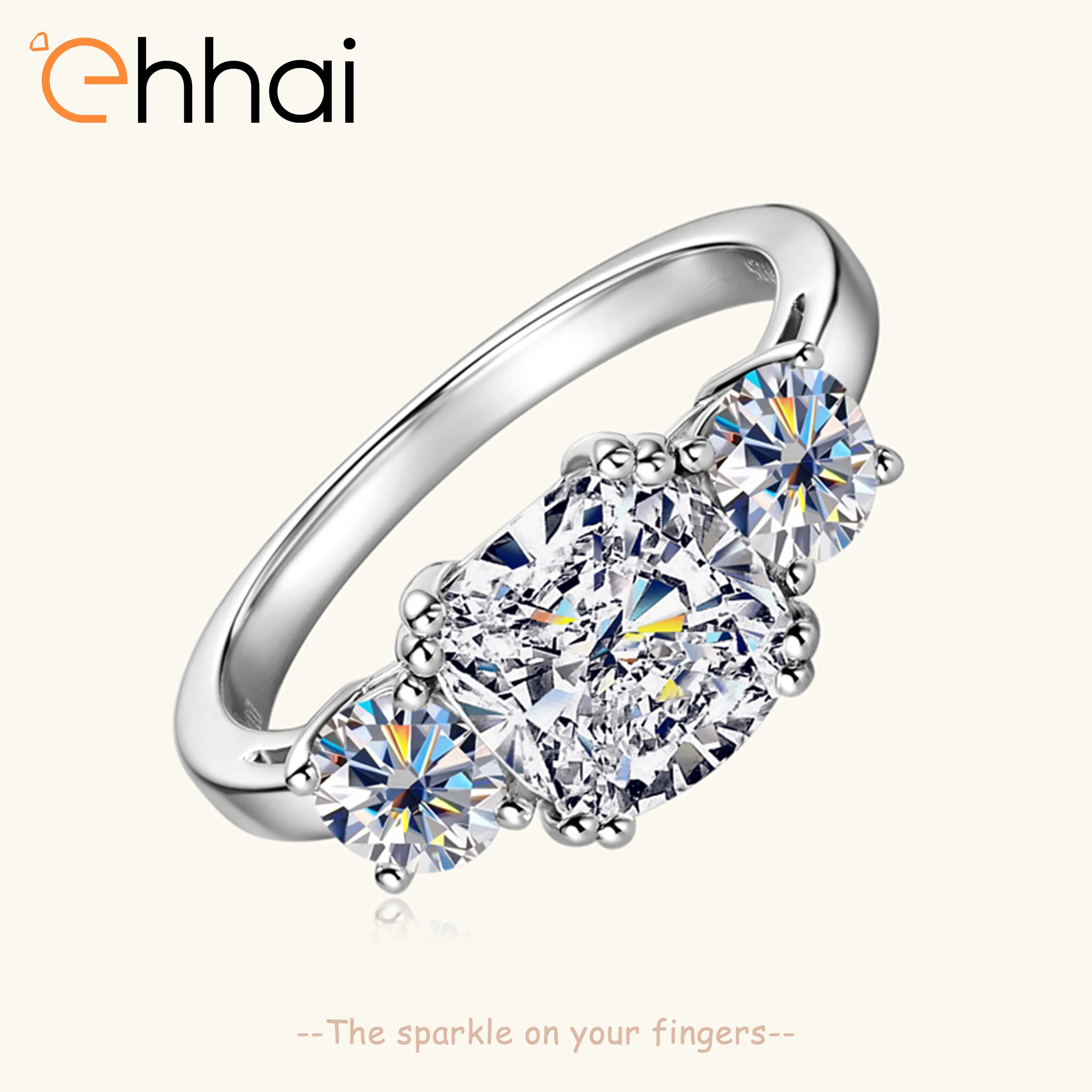 

Ehhai GRA Certified 3.5CT Classic Moissanite Ring for Women Real 925 Sterling Silver Engagement Rings Wedding Fine Jewelry Gift
