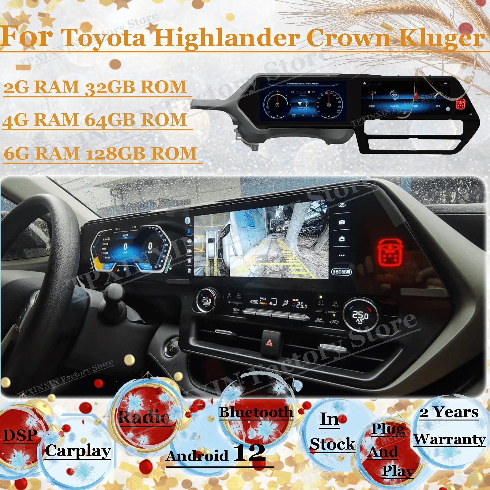 Android 12 Vertical Multimedia Stereo For Toyota Highlander Crown Kluger 2021 2022 2023 Navigation Audio Video Player Head Unit