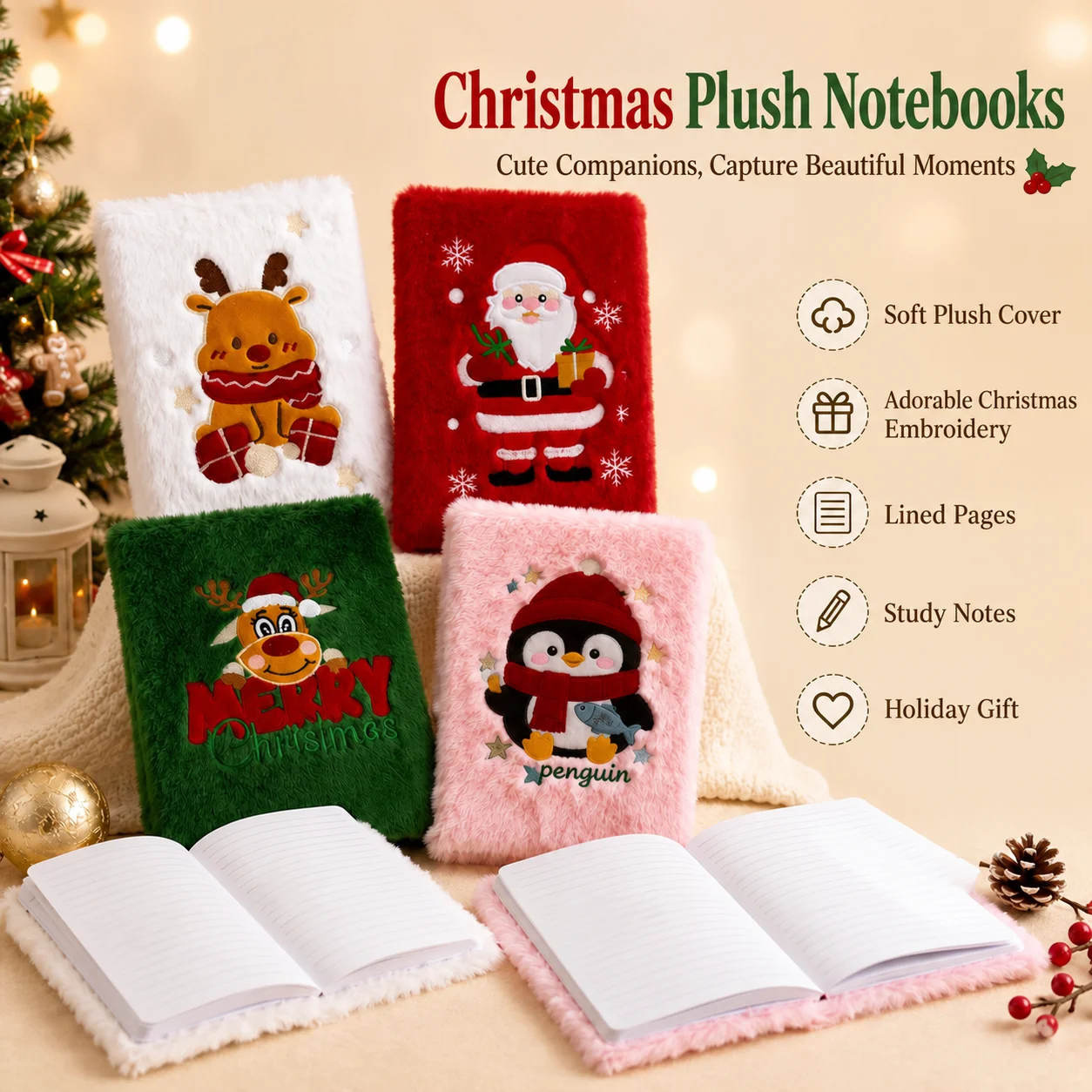 Cartoon Notebook Christmas Themed Christmas Notebook Holiday Gift Notebook Creative For Study Recording Classmates New Year Gift