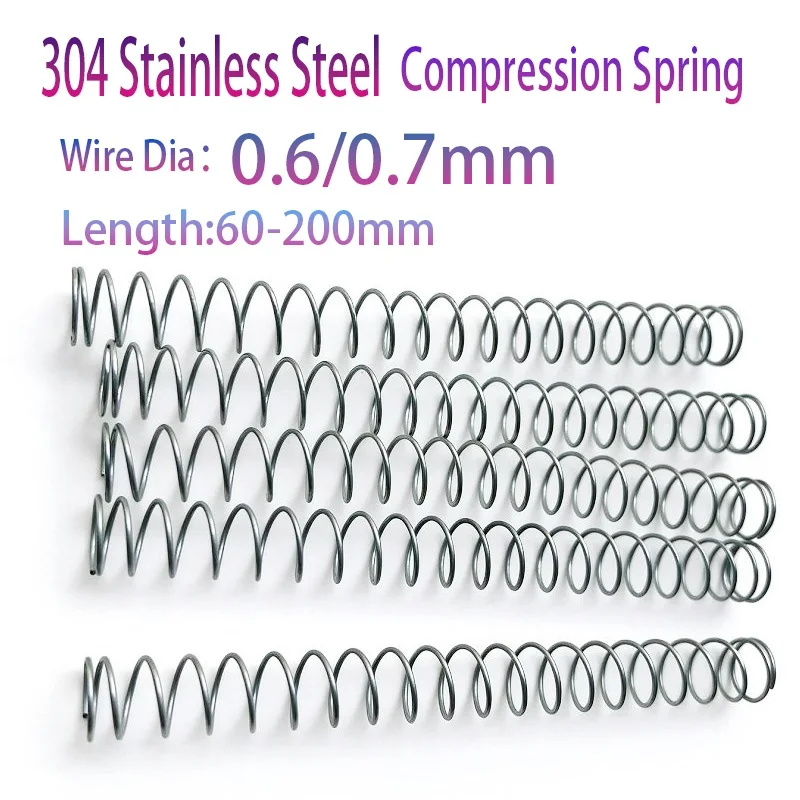 WireDia0.6/0.7mm,304 Stainless Steel Compression spring,Reset Spring Outer Dia5-10mm,Length60-200mm Mini Extension Spring