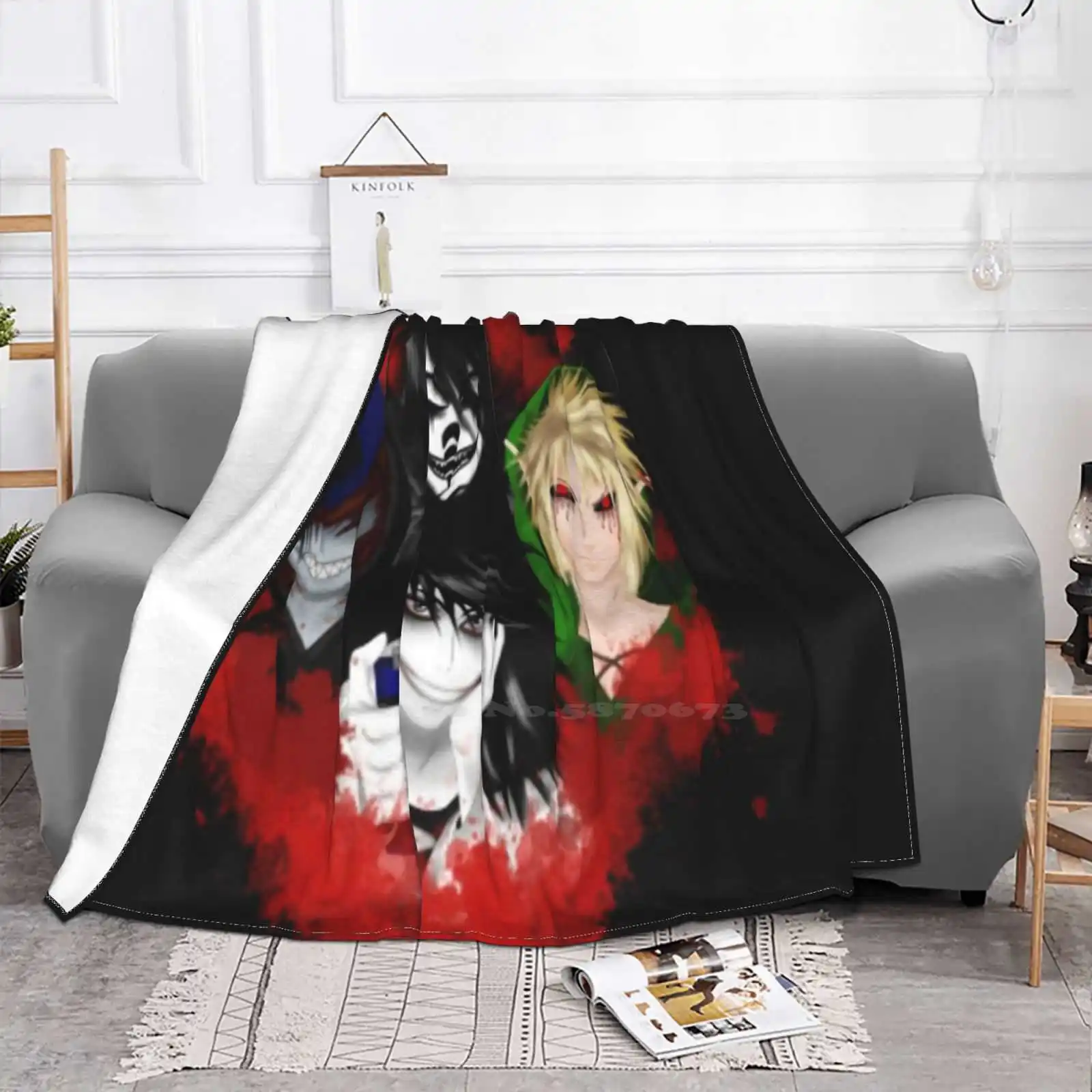 Creepypasta For Home Sofa Bed Camping Car Plane Travel Portable Blanket Creepypasta Jeff The Killer Eyeless Jack Ben Drowned