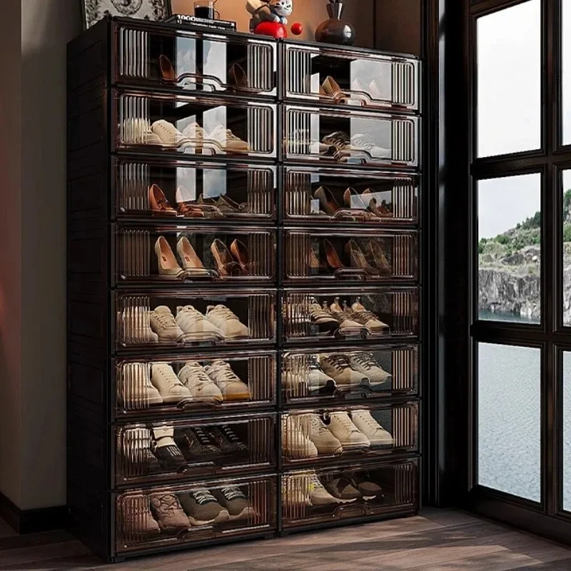 

Fashion Transparent Shoe Rack Multi Layer Black Shelf Large Minimalist Cheap Shoes Rack Storage Accent Sapateira Home Decoration