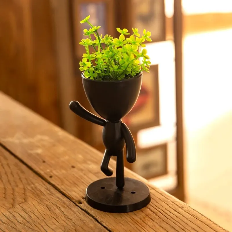 1Pc Character Shape With Plant Decoration, Personality Creative Office Simple Crafts