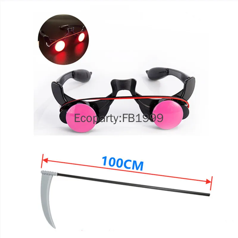 Kids Red Eye Grim Reaper Cosplay Costume Black Devil Dark Ghost Cosplay Hooded Robe Sickle Gloves Props Children Party Costumes