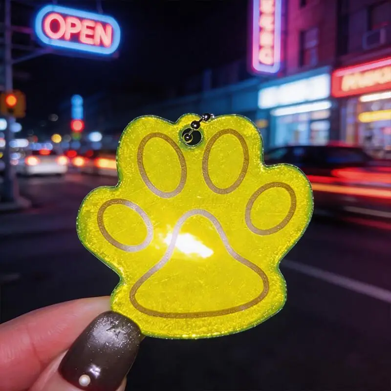 10PCS Reflective Paw Print Pendant,  Pet Collar Charm, Bicycle Backpack Hanging Accessories for Dogs & Cats