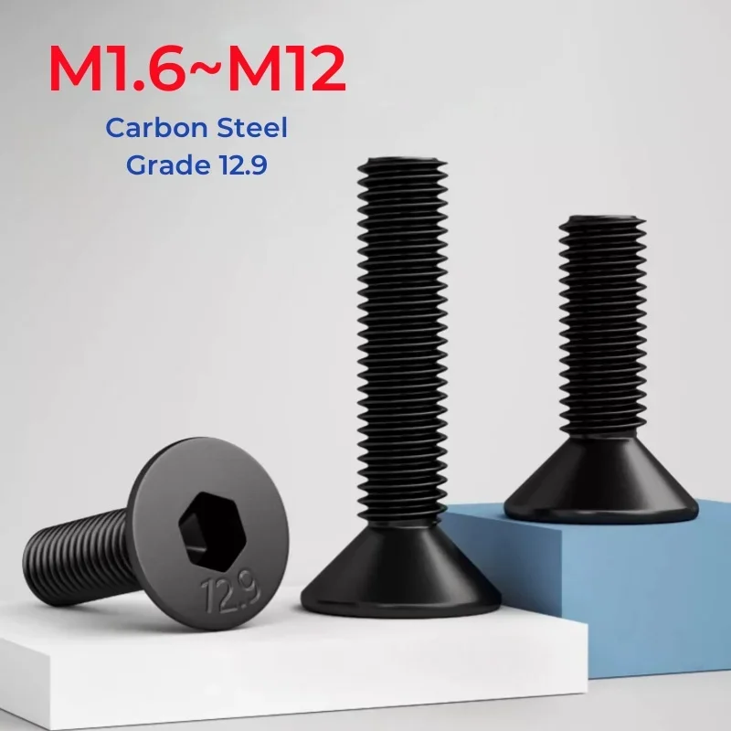 

M1.6 M2 M2.5 M3 M4 M5 M6 M8 M10 M12 Grade 12.9 High Strength Carbon Steel Hex Socket Flat Countersunk Head Screw Bolt