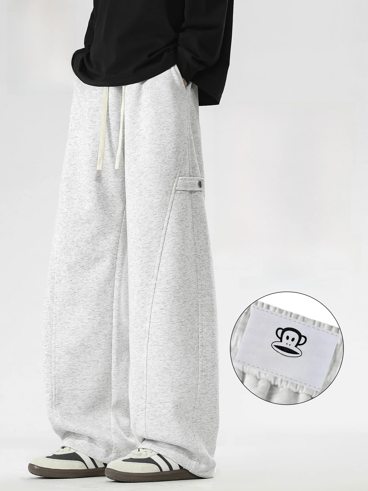 

PaulFrank Spring American Deconstructed Loose Comfortable Knitted Sweatpants Men's Drape Straight Casual Pants