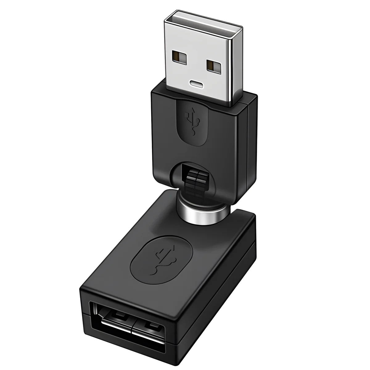 Black USB 2.0 Male To USB Female 360 Degree Rotation Angle Extension