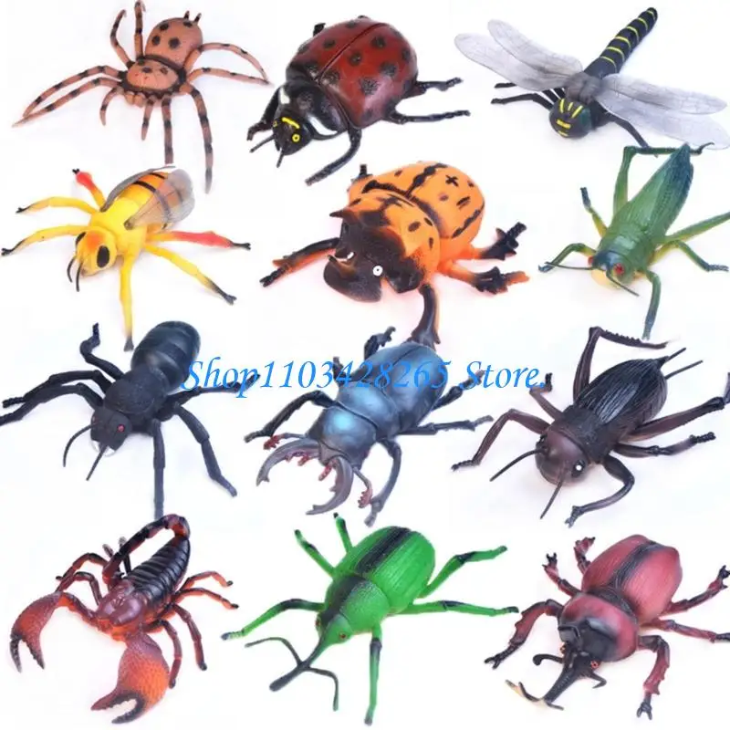 Coleção interativa brinquedos insetos, 3 peças para crianças, exploração da e biologia, desenvolvimento estatueta