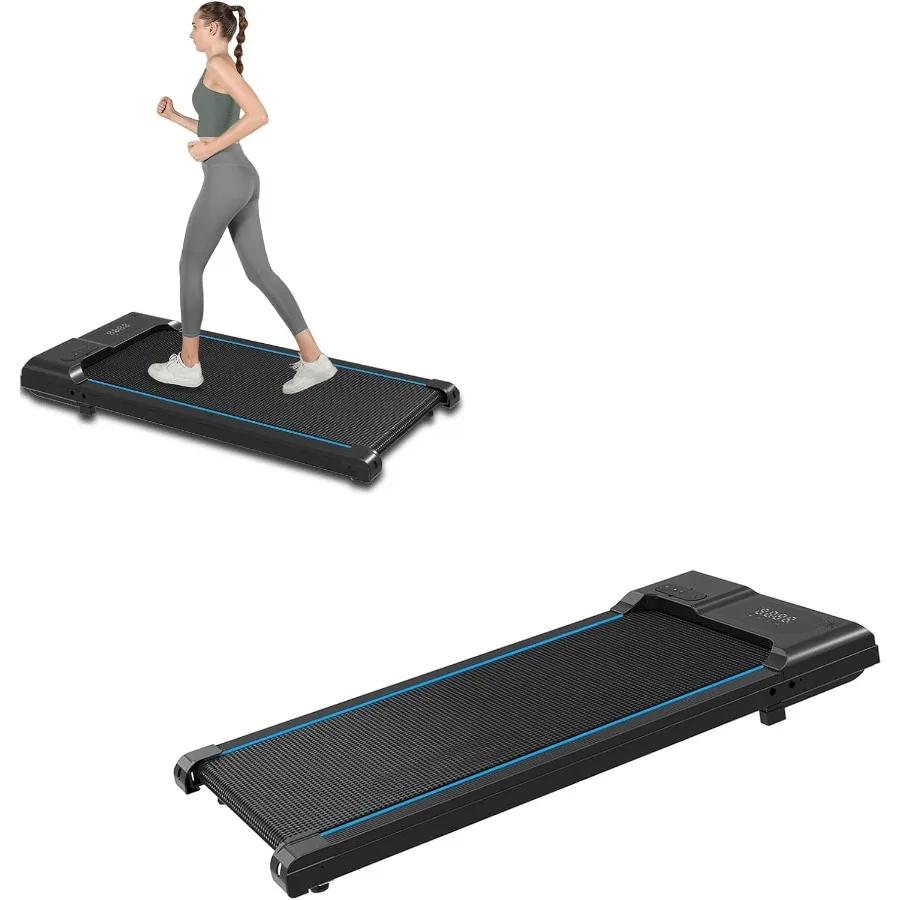 Quiet Under Desk Compact Electric Treadmill for Home and Office: Steel Frame, Black, Foldable Design with Low Noise Operation