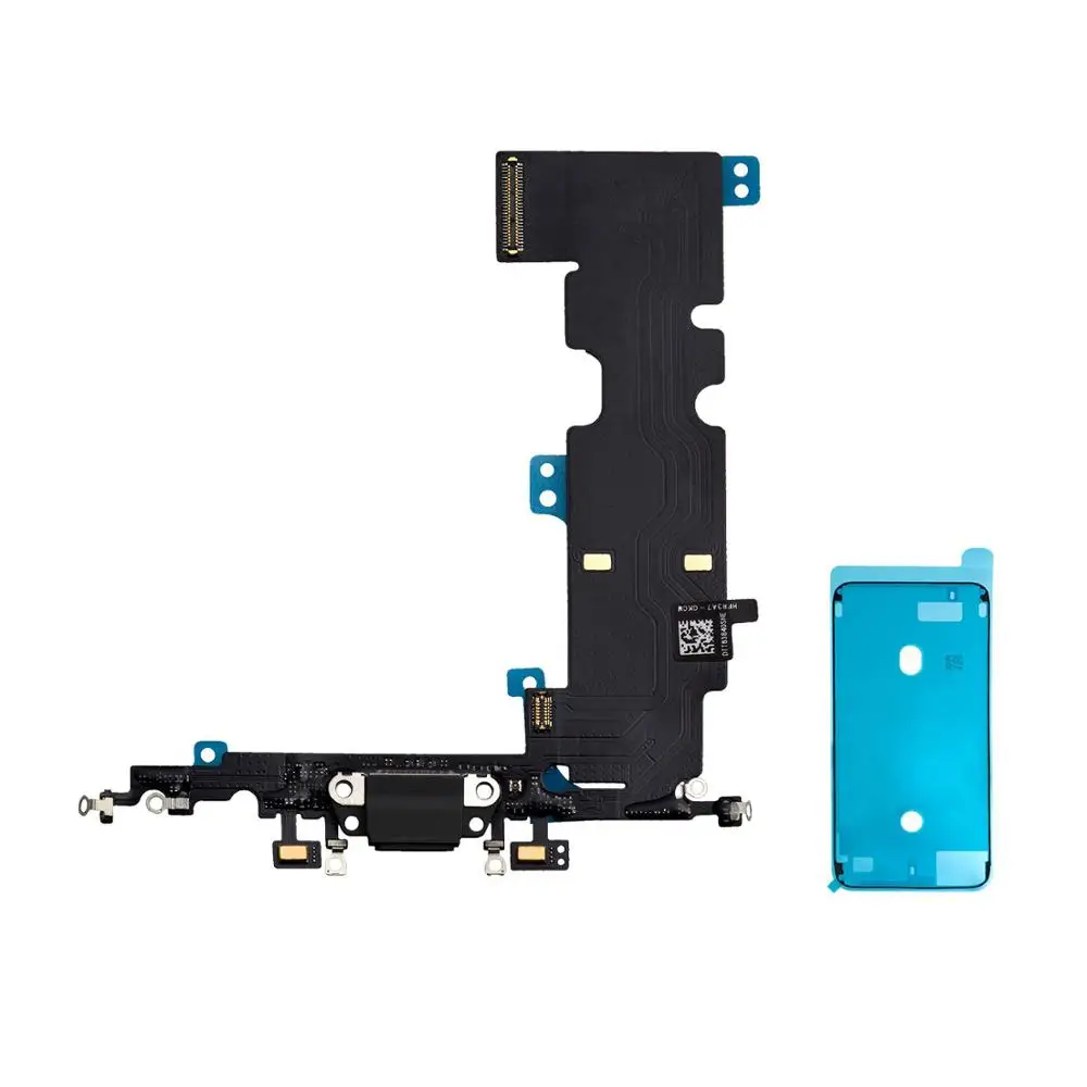 Charging Port USB Dock Flex Cable with Microphone Signal Antenna Replacement and screen waterproof adhesive for iPhone 8 8 Plus