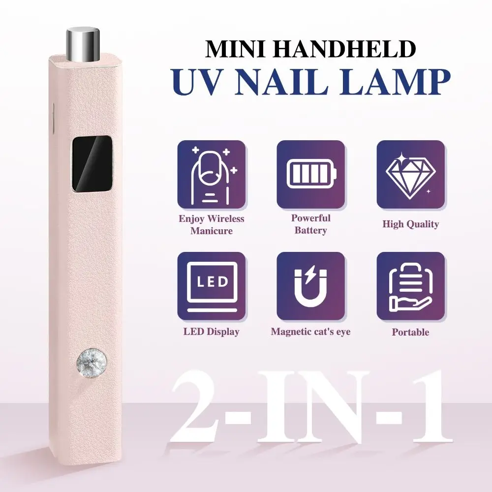 PU-leer Handheld Single-line Lamp Dual-purpose Magnetische zuigkracht Opladen Nagellak Tool Handige nagelplaat Baklicht