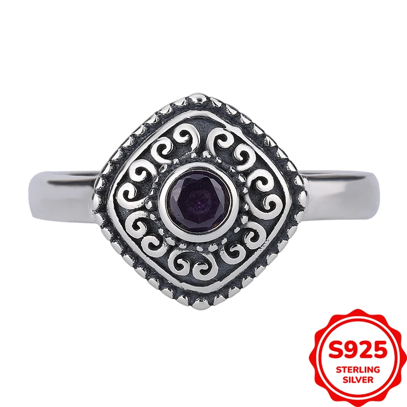 

Retro Personalized Authentic S925 Silver Irregular Dyed Black Hip-hop Cool Ring