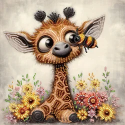 DIY Giraffes and bees 5D Special Shape Diamond Art Kits for Beginners,Diamond Art Painting Kits for Home Wall Decoration Gift
