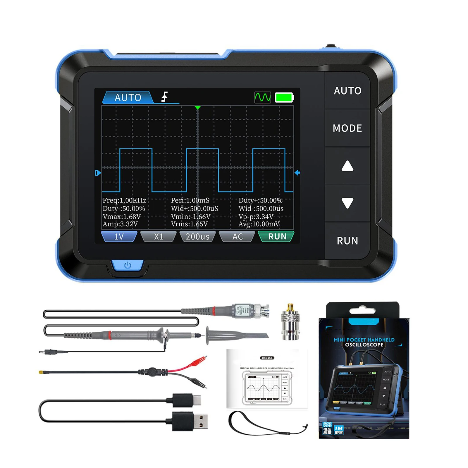 For FNIRSI DSO153 Portable Digital Oscilloscope Features a Multi Function Signal Generator and Real Time Sampling Rate of 5MS/s