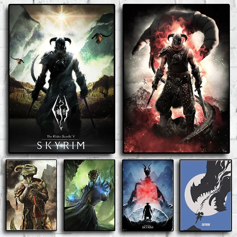 Nordic Pop Games Skyrim Poster Aesthetic Anime Elder War Maps Canvas Painting Wall Art Mural Gaming Room Decor Home Decoration