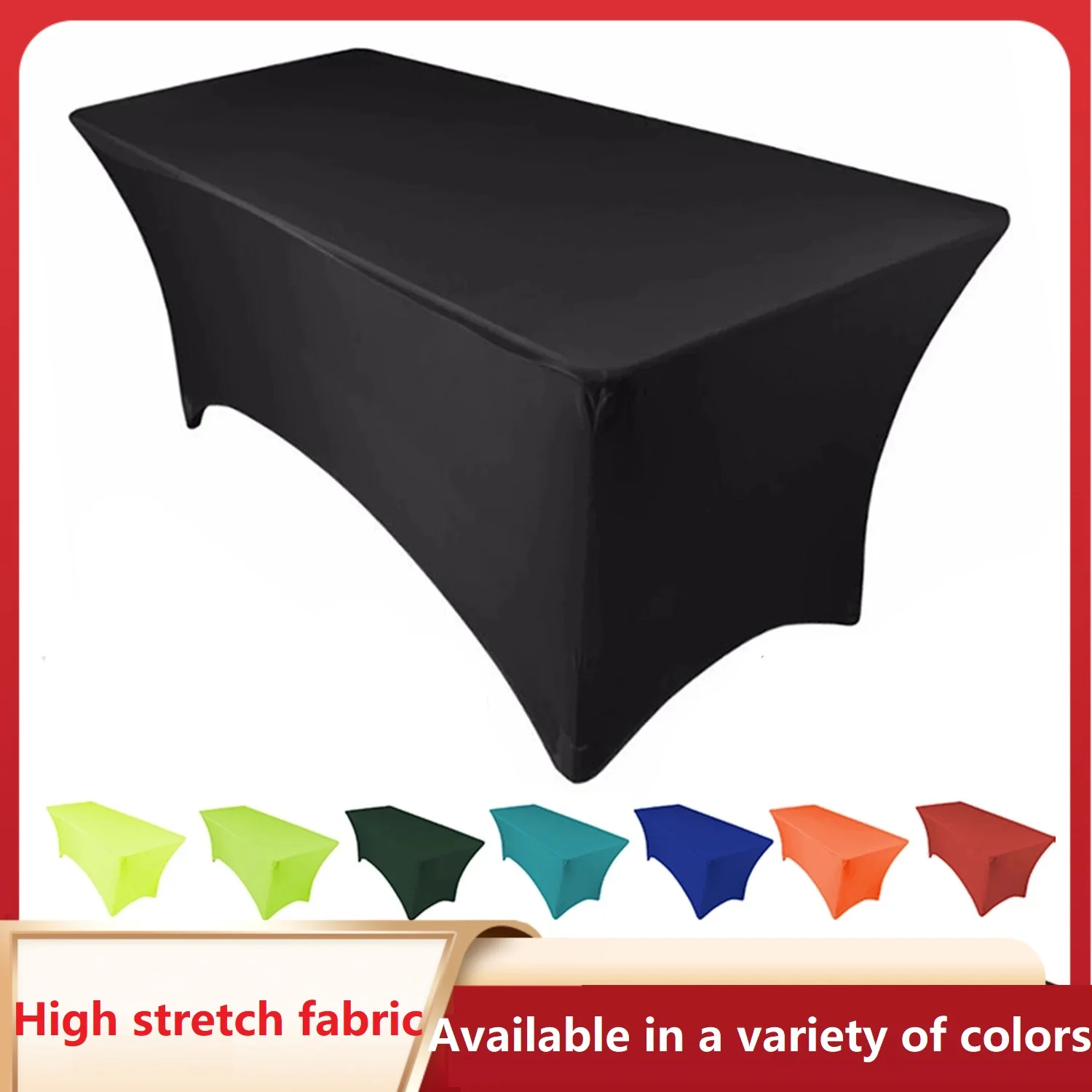 Custom Logo Spandex Table Cover, Stretch Cloth, Hotel Banquet, Wedding Exhibition Counter Decor, Size 4ft, 6ft, 8ft