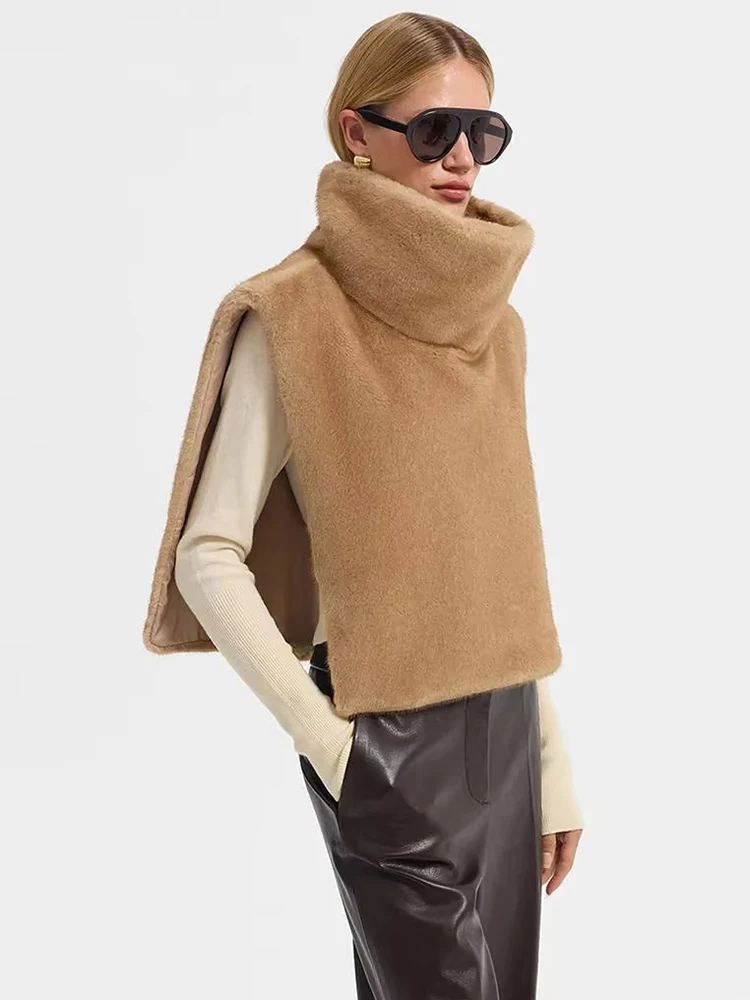 2026 Women Long Faux Fur Maxi Coat Open Front Loose Oversized Long Sleeve Warm Winter Luxury Plush Outerwear