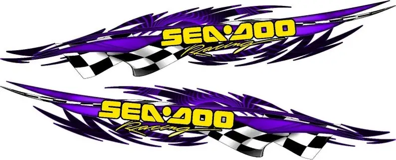 SEADOO Vinyl Vehicle Wrap Auto Boat Car Truck Graphics Decals Race Flag Flames Stickers 8' SET