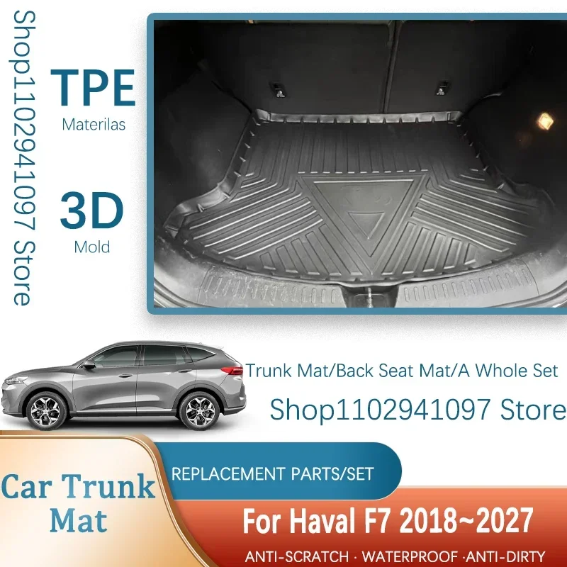 

Car Trunk Mats For Haval F7 F7X 2018-2027 Waterproof Carpets Storage Pads Cargo Liner BacK Seat Covers Auto Interior Accessories