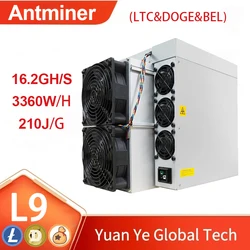 Brand New Bitmain Ant Miner L9 16.2GH/s Hashrate 3360W Power LTC DOGE Coin Air-cooling Crypto Asic Miner in August Fast Shipping