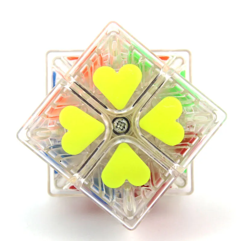 Fangshi shishuang 2x2 Love Magic Cube โปร่งใสฐานรักหัวใจความเร็ว2x2x2คิวบิกปริศนาสะสมของเล่นเพื่อการศึกษา