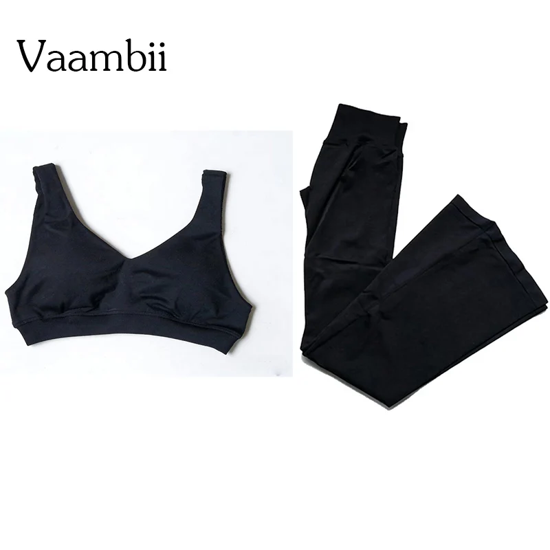 Impact Scoop Back Bra+Flares Fitness Clothes Workout Sets Yoga Outfit Two Pieces Gym Set Women Yoga Outfits Backless Top