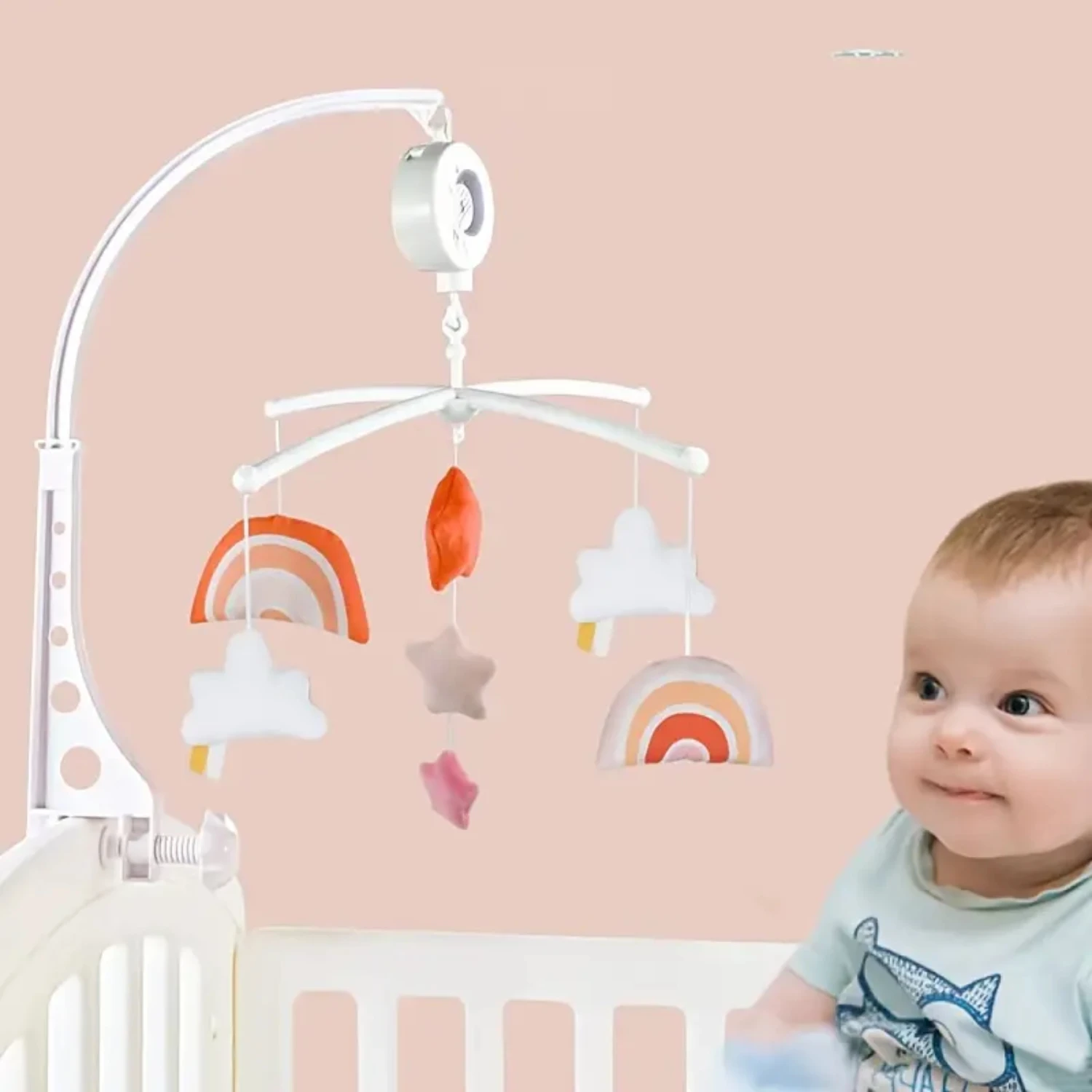 Jouet hochet de cloche de lit bricolage pour bébé, cloche de chevet itude arc-en-ciel pour bébé, jouet réconfortant en tissu, ensemble de jouets Movil Cuna Bebe