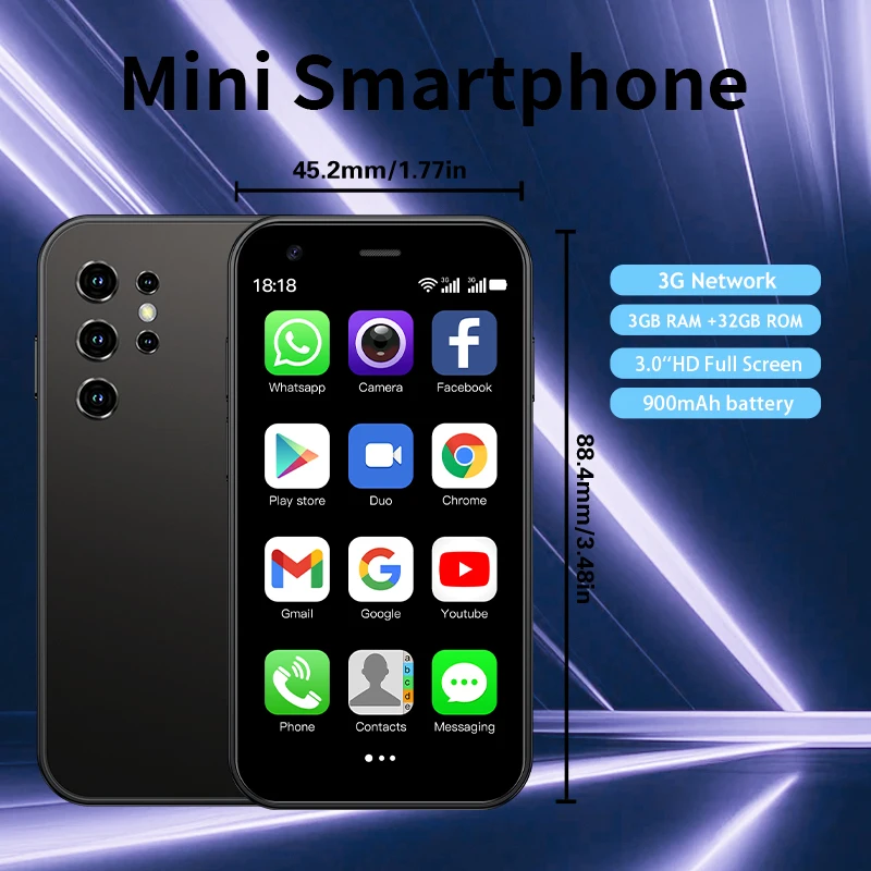 Mini 24 3-inch mini smartphone with 3GB RAM+32GB ROM storage, dual SIM dual standby Android, multi-color best gift