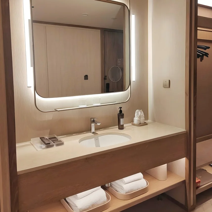 ENF Wooden Hotel Furniture Complete Set Bathroom Cabinet Ready To Assemble Custom Furnishings Bulk Orders Factory Manufacturer