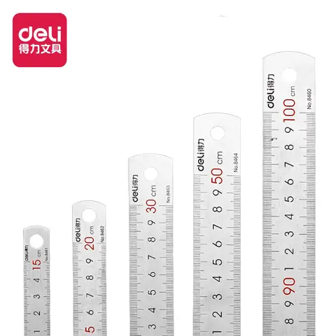 Deli Stainless Steel Ruler for Students And Woodworkers Straight Edge Measuring Tool for Drawing And Drafting 15/20/30/50cm