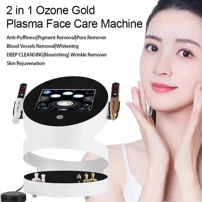 

R-F 2 in 1 Ozone Gold Plasma Lifting Therapy Facial Beauty Salon Use Plasma R-F Spot Rejuvenation Plasma Pen Needle 2024