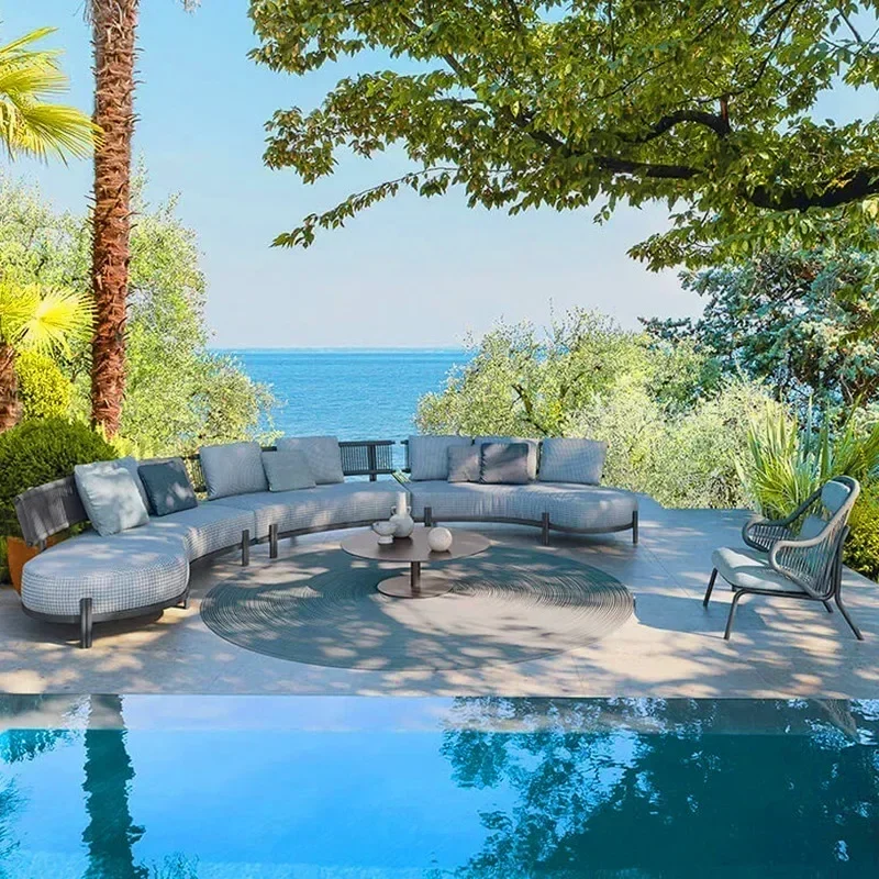 Outdoor courtyard garden rattan sofa recliner villa outdoor furniture